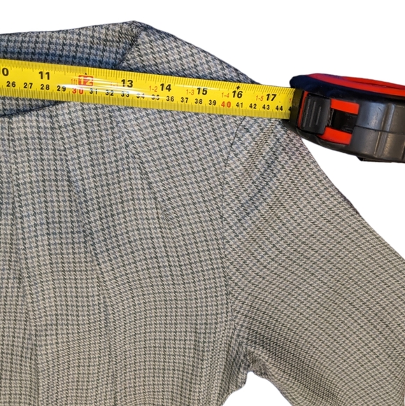 60s-inspired Retro Houndstooth Plaid Grey Long Sleeve Dress Silk/Wool L/XL - Picture 5 of 16